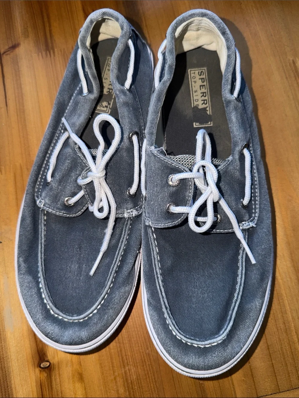 Sperry Acid Wash Denim Boat Shoes 7